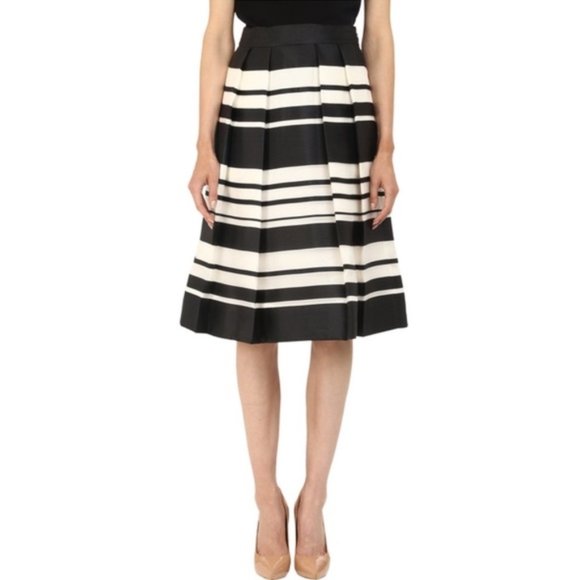 kate spade Dresses & Skirts - EUC Authentic Kate Spade Organza Black & White Striped Pleated Skirt